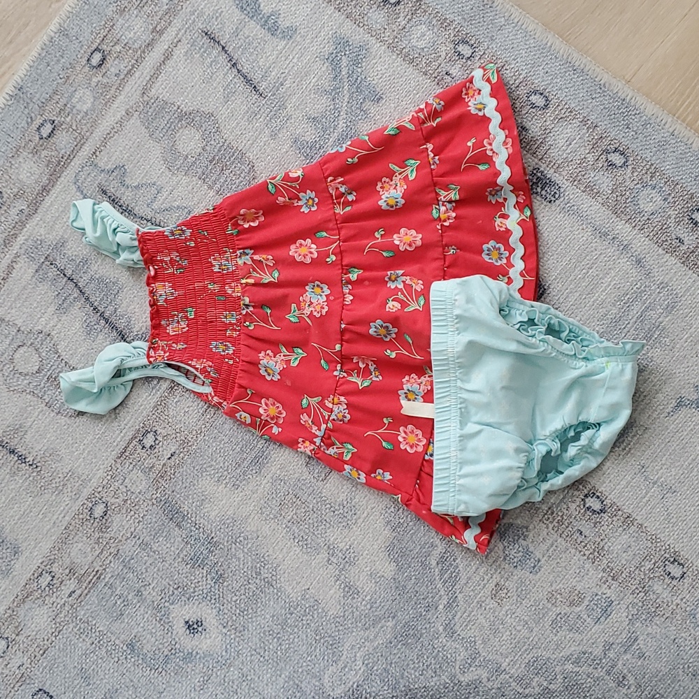 Matilda Jane Baby Girls Little Ruby Floral Smocked Dress And Bloomers Sz12-18m